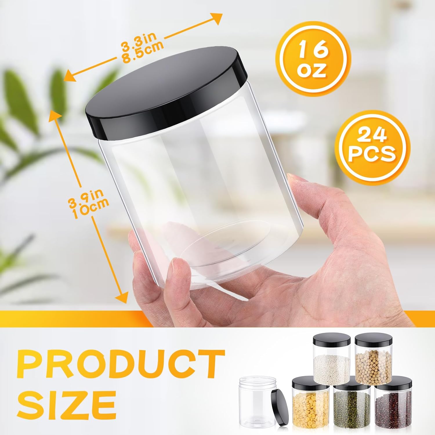 24 Pcs 16oz Plastic Jars with  - Food Storage Glass Containers recensie en prijs