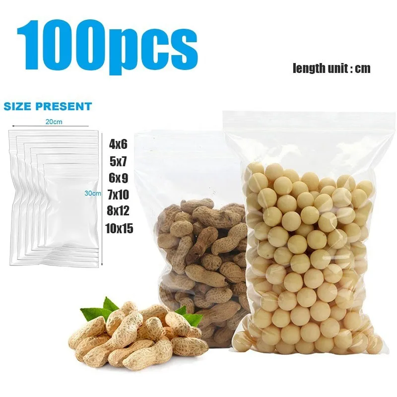 100/Pcs Pack Resealable Plasti - Food Storage Reusable Bags recensie en prijs