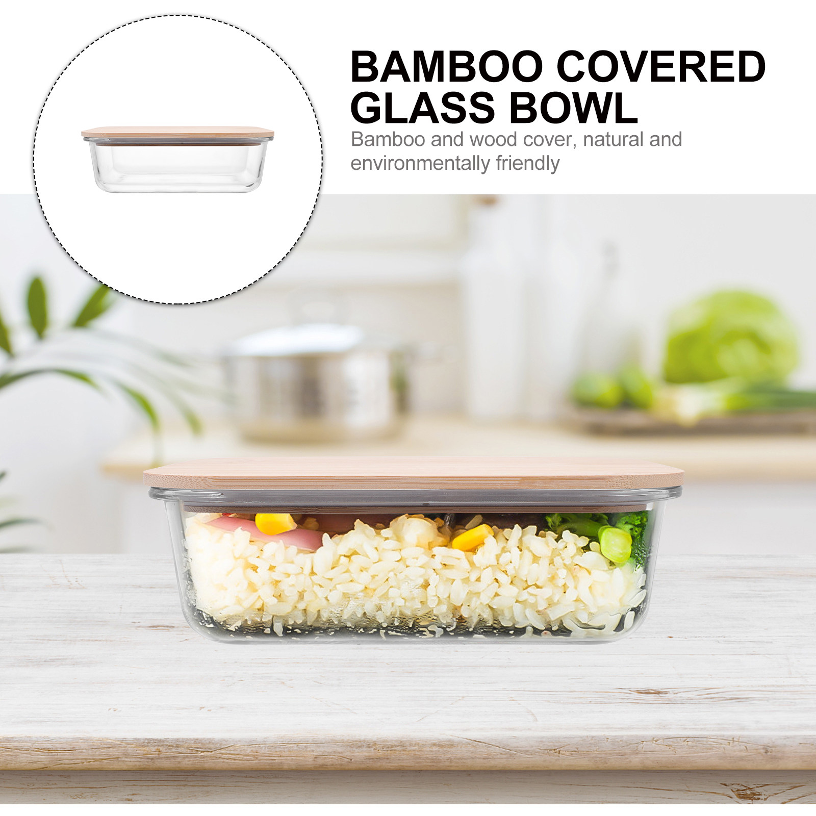Bamboo Wood Lid Glass Food Con - Food Storage Glass Containers recensie en prijs