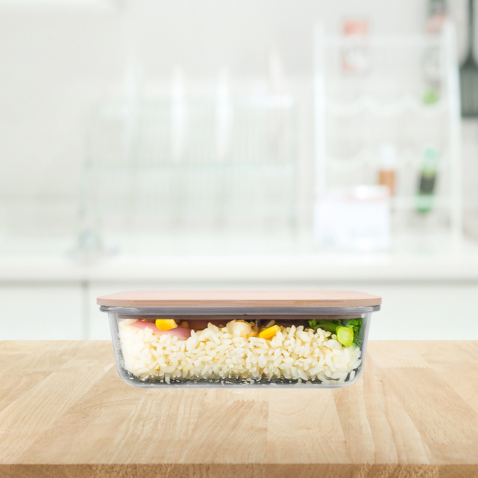 Bamboo Wood Lid Glass Food Con - Food Storage Glass Containers recensie en prijs