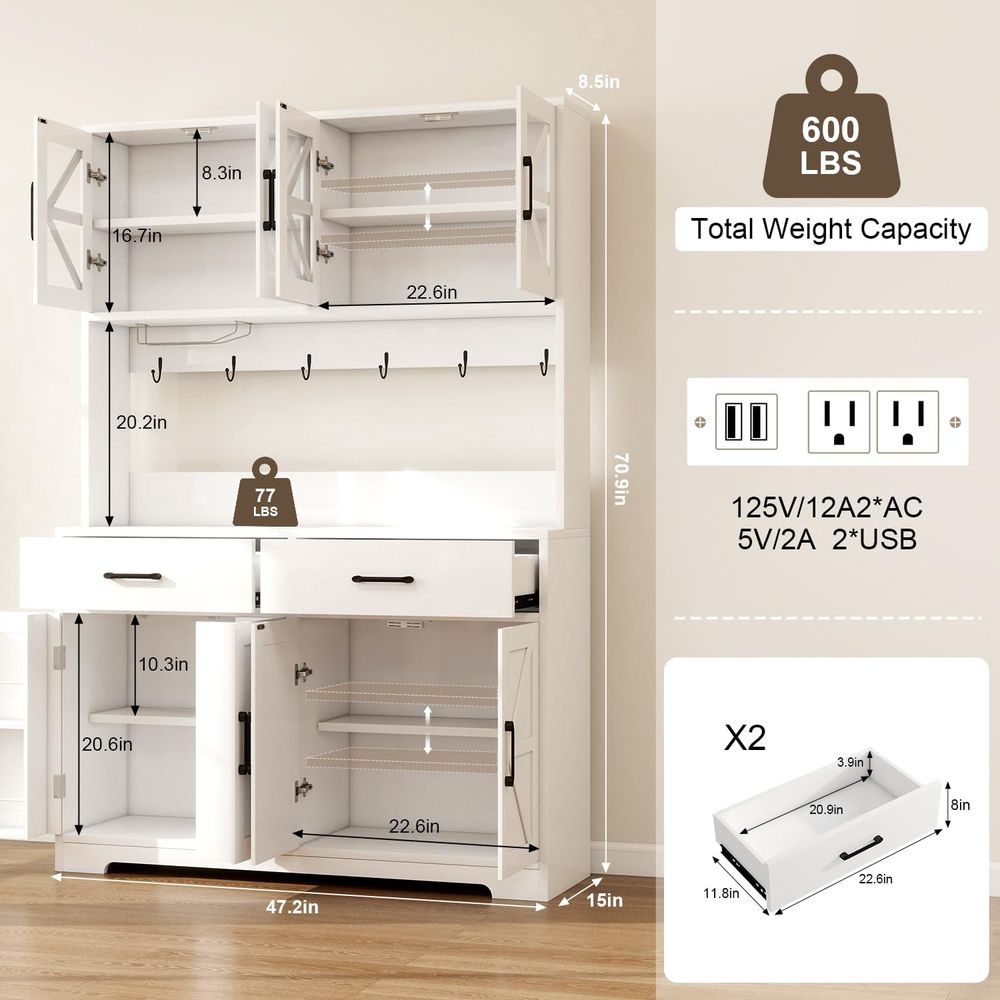 71-Inch Kitchen Pantry Cabinet - Food Storage Pantry recensie en prijs