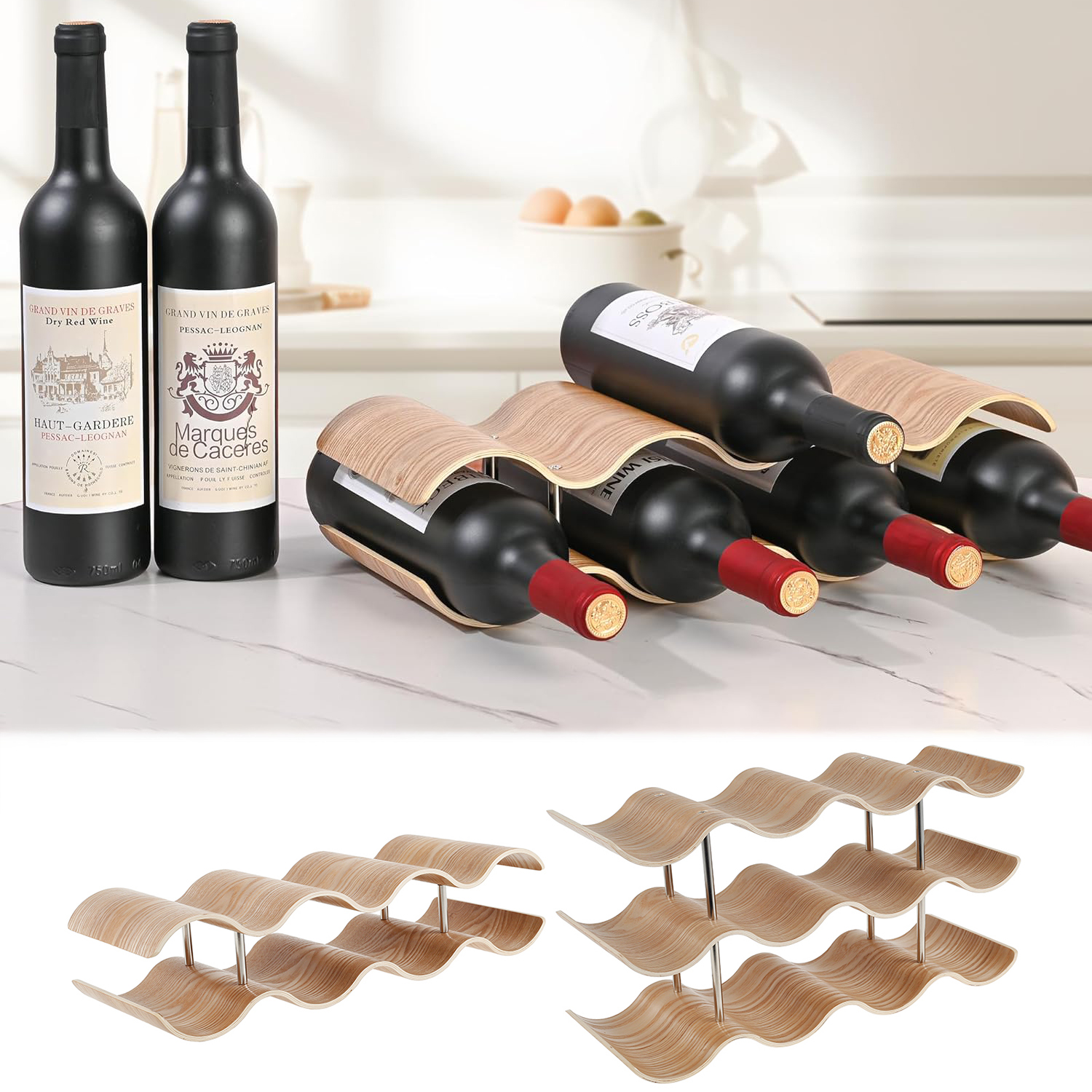 2/3-Tier Wooden Wine Rack Wavy - Food Storage Tank recensie en prijs