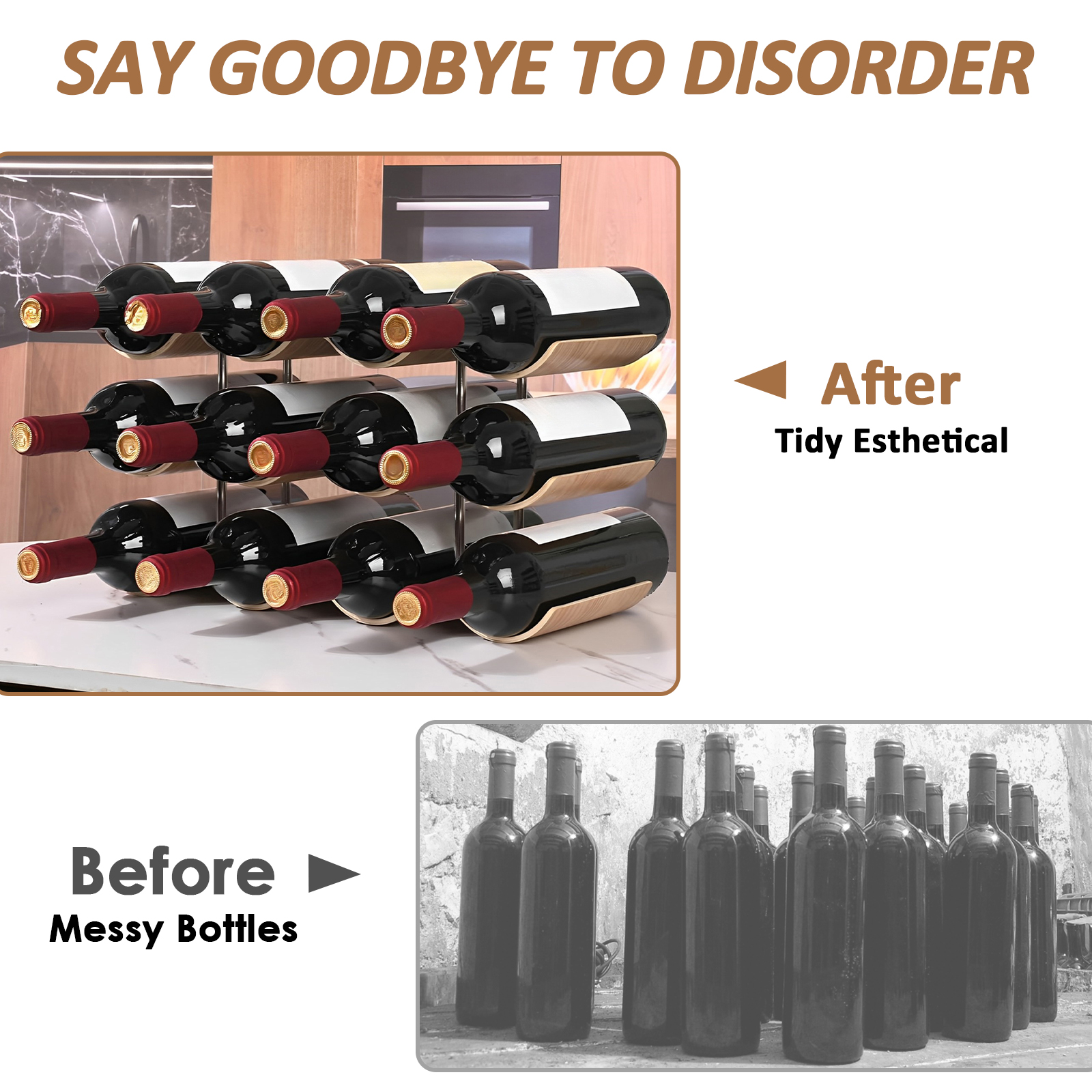 2/3-Tier Wooden Wine Rack Wavy - Food Storage Tank recensie en prijs