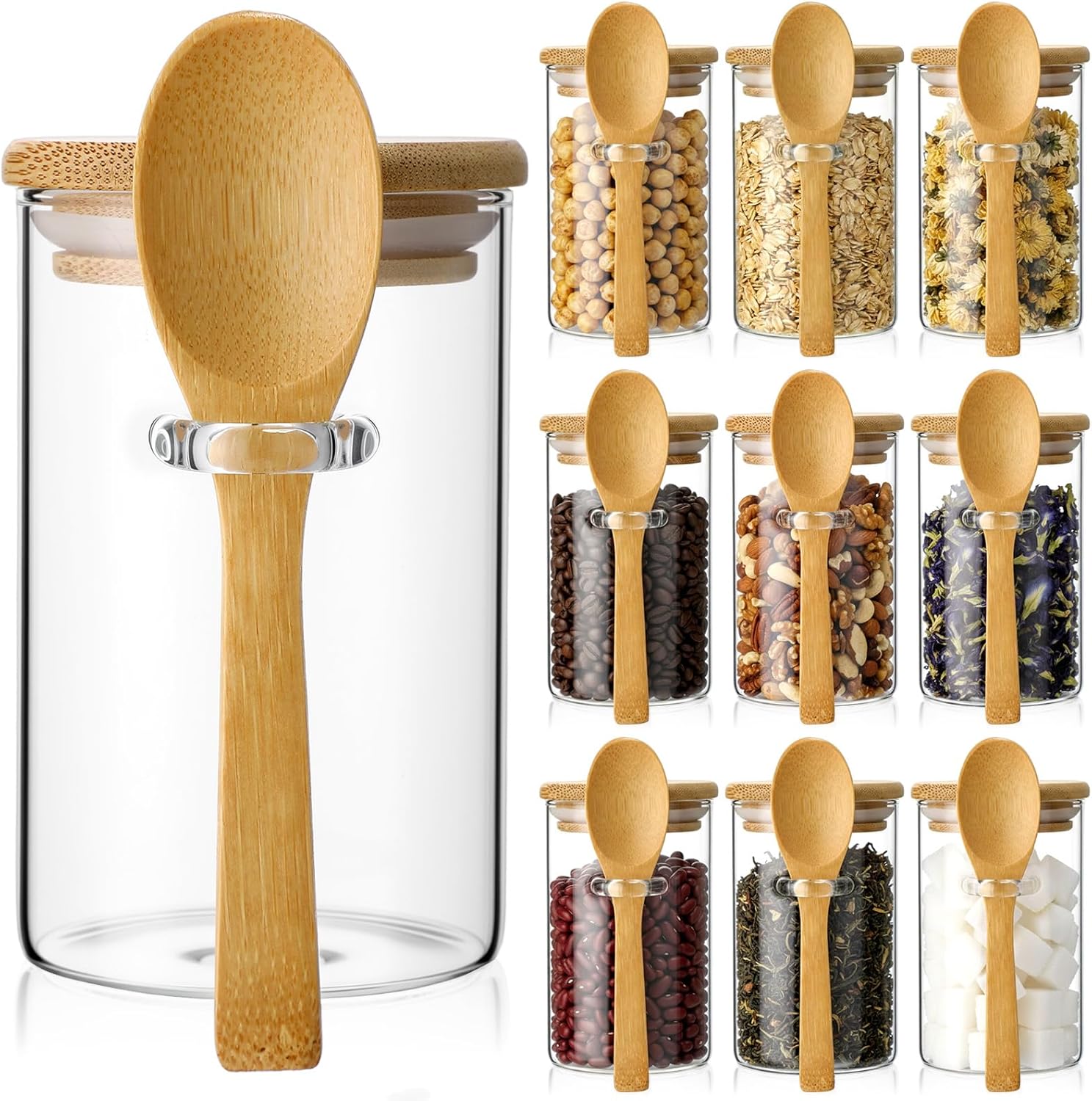 10 Pack Glass Jars with Bamboo - Food Storage Glass Containers recensie en prijs