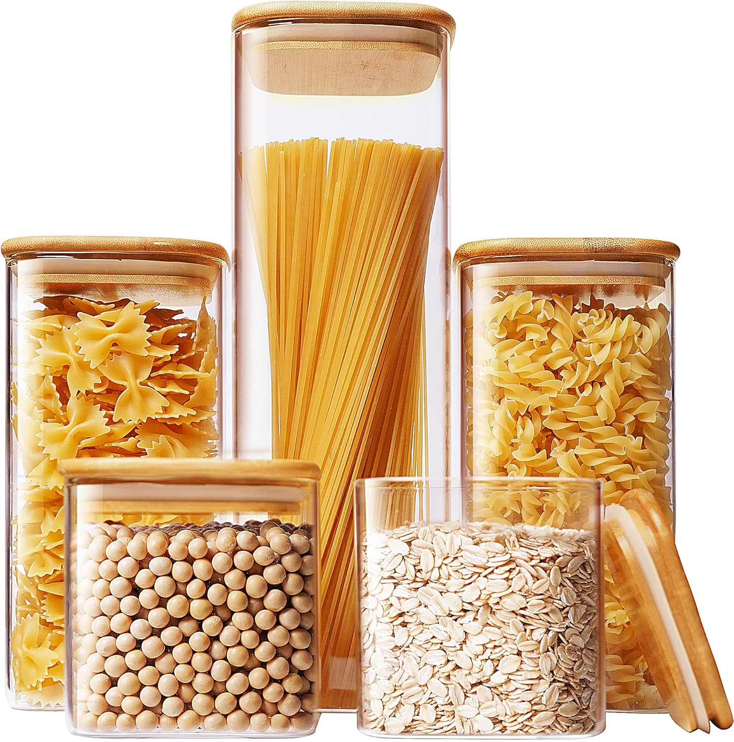 Square Glass Jars with Bamboo  - Food Storage Glass Containers recensie en prijs
