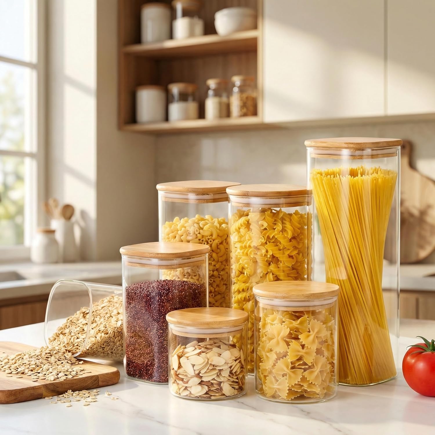 Square Glass Jars with Bamboo  - Food Storage Glass Containers recensie en prijs