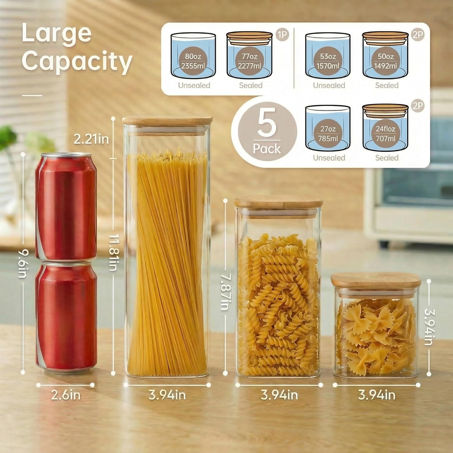 Square Glass Jars with Bamboo  - Food Storage Glass Containers recensie en prijs