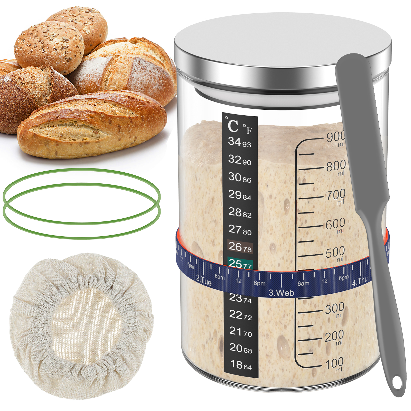 Sourdough Starter Jar Kit 900m - Food Storage Tank recensie en prijs