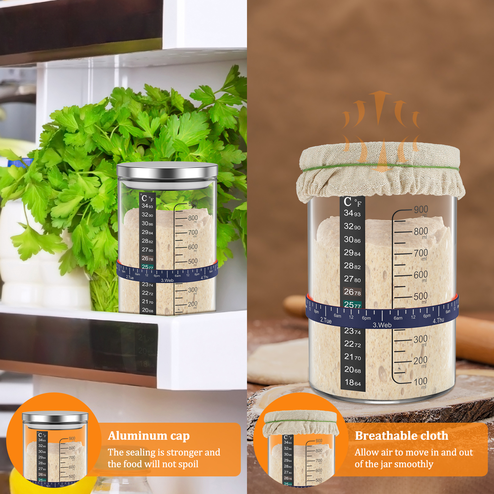 Sourdough Starter Jar Kit 900m - Food Storage Tank recensie en prijs