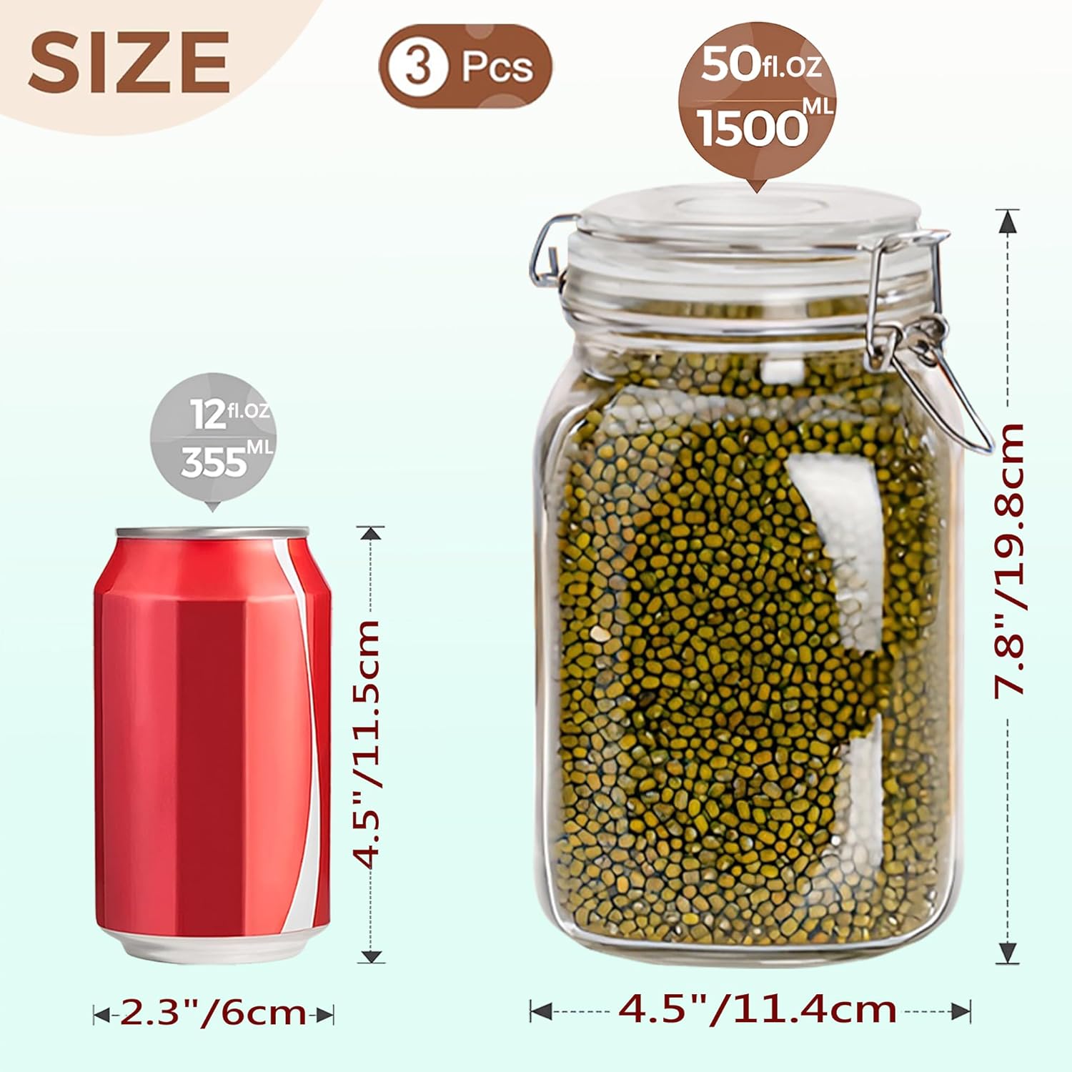 Clear Food Storage Jars 50oz S - Food Storage Pantry recensie en prijs