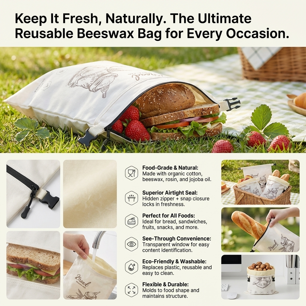Reusable Beeswax Bread Bag wit - Food Storage Reusable Bags recensie en prijs