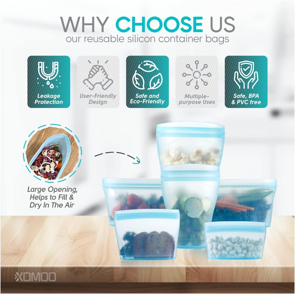 6 Pcs Reusable Silicone Food B - Food Storage Reusable Bags recensie en prijs