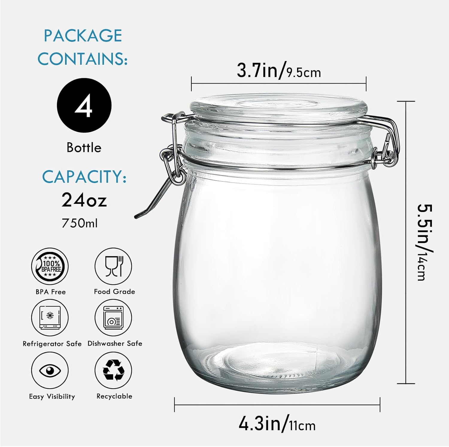 24oz Food Storage Canister Gla - Food Storage Glass Containers recensie en prijs
