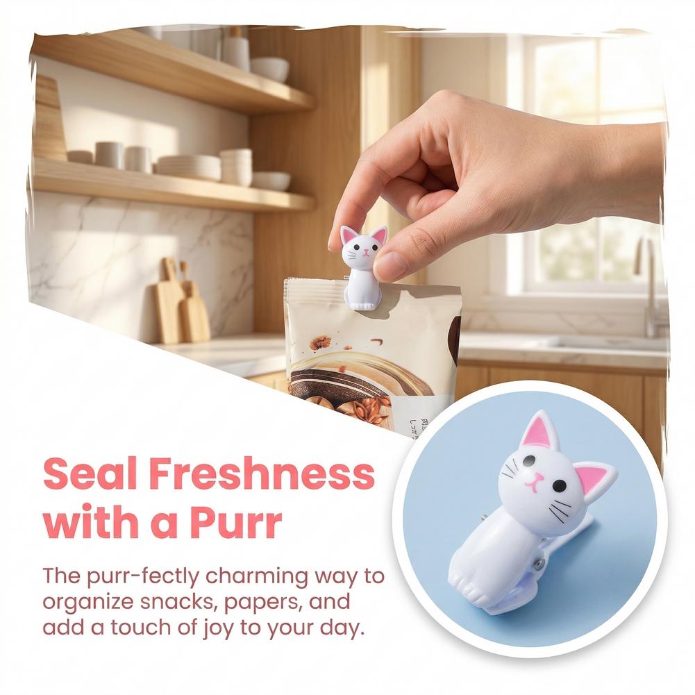 Cute Cat Shaped Bag Clips Reus - Food Storage Reusable Bags recensie en prijs
